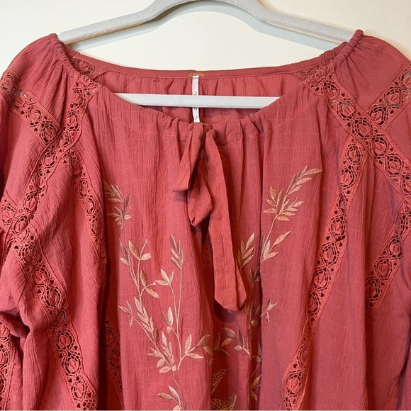 FREE PEOPLE Maria Maria Athena Embroidered Boho Blouse Top - Picture 8 of 14